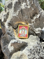 (Peace & Protection) (Chinese Zodiac Goat & Monkey) Handcrafted Vairocana Buddha Tibetan Thangka Pendant Necklace