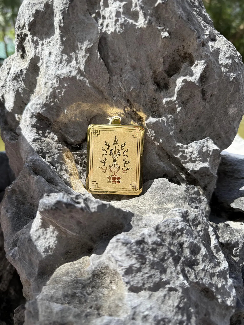 (Peace & Protection) (Chinese Zodiac Goat & Monkey) Handcrafted Vairocana Buddha Tibetan Thangka Pendant Necklace