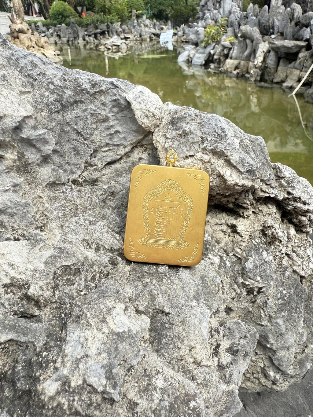 (Wealth & Protection) Handcrafted Zashi Lhamo Tibetan Thangka Cinnabar Pendant Necklace