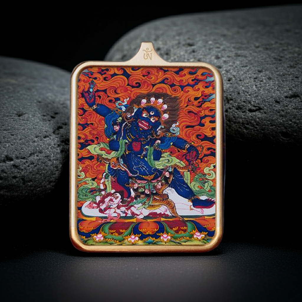 Four-Armed Vajrapani Thangka Pendant for Protection, Success & Spiritual Growth