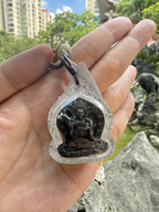 (Wealth & Good Fortune) Black Jambhala Tibetan Thangka Pendant Necklace