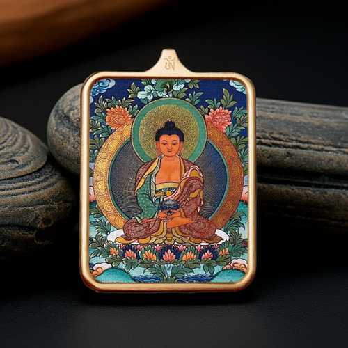 Amitabha Buddha Thangka Pendant – Pig & Dog Zodiac, Karma & Rebirth