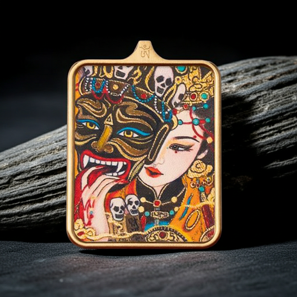 Zashi Lhamo Tibetan Thangka Pendant – Wealth, Protection & Prosperity