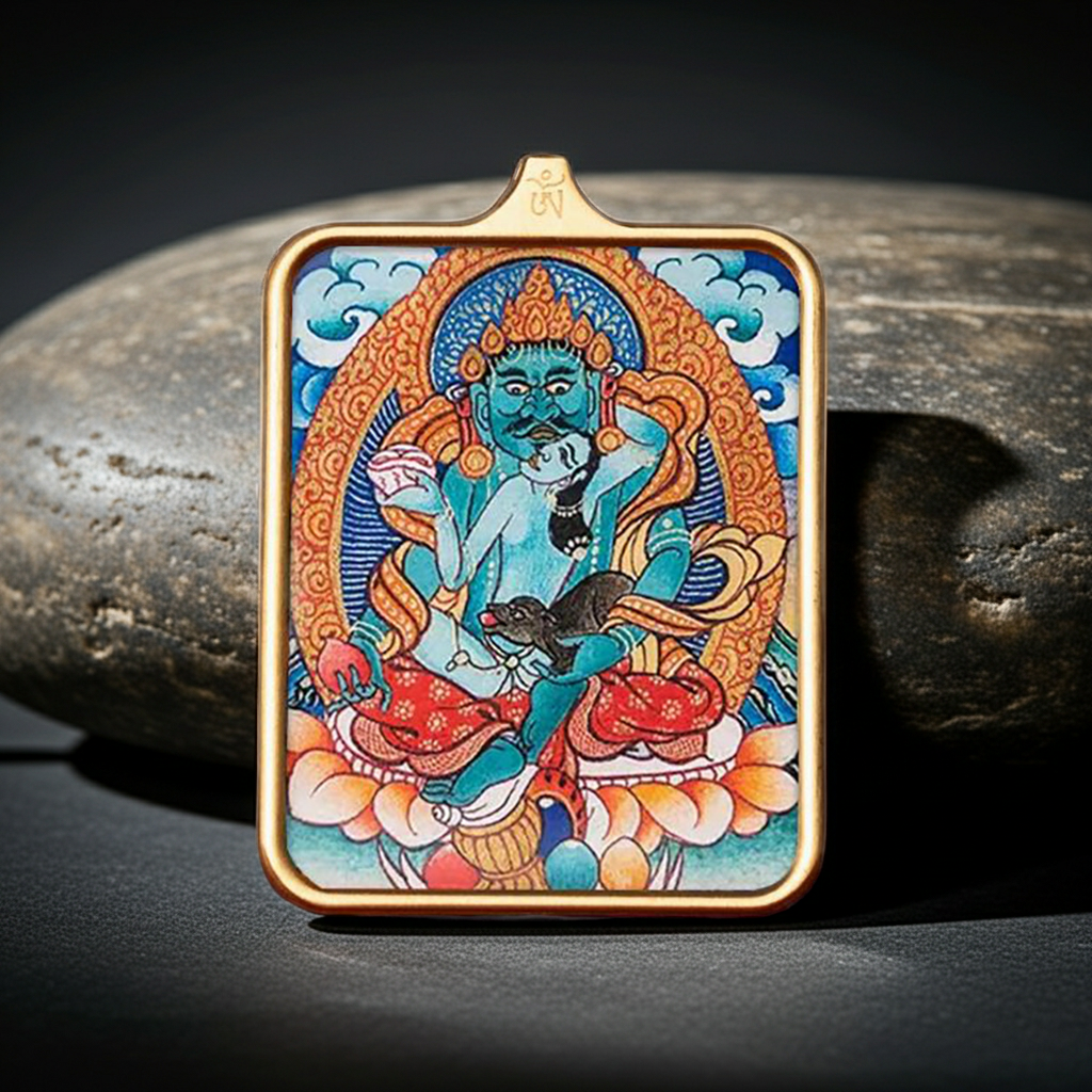 Green Jambhala Thangka Pendant – Wealth Flow, Opportunity & Momentum