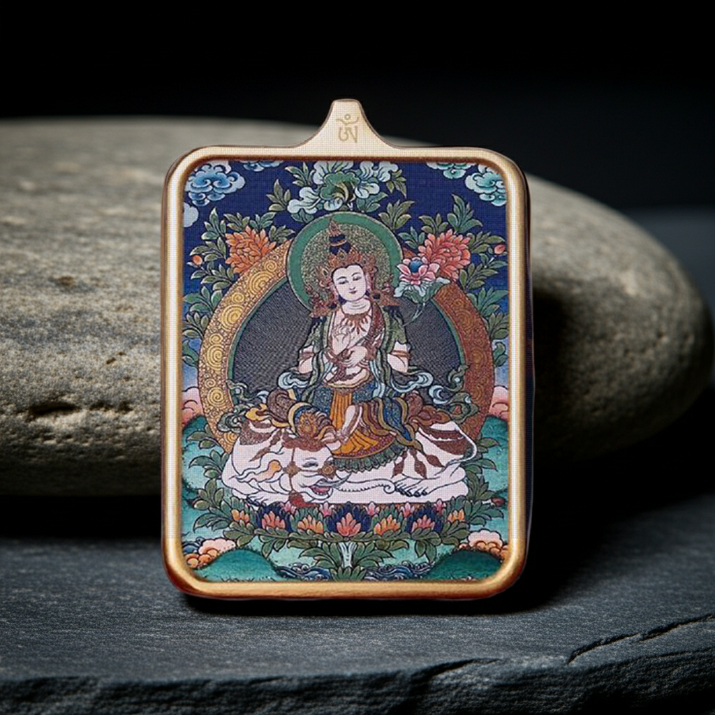 Samantabhadra Bodhisattva Thangka Pendant – Dragon & Snake Zodiac Spiritual Empowerment